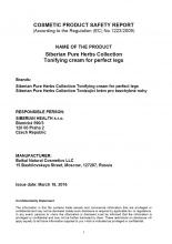 Safety report<br>Tonifying cream for perfect legs GORKHON (Ručej). Tonizující krém pro dokonalost nohou
